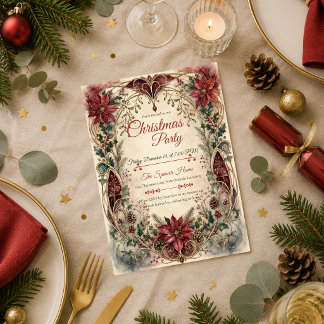Vintage Art Nouveau Christmas Party Invitation