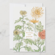Vintage Art Nouveau Chrysanthemum Thank You Card