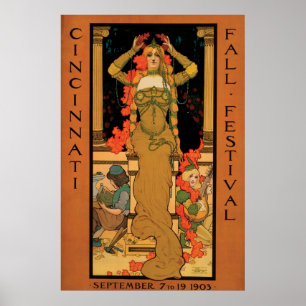 Vintage art nouveau Cincinnati art festival Poster