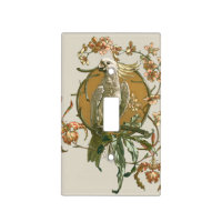 Vintage Art Nouveau, Cockatoo Bird, Orchid Flowers