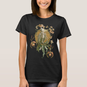Vintage Art Nouveau, Cockatoo Bird, Orchid Flowers T-Shirt