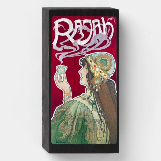 Vintage Art Nouveau Coffee ad Wooden Box Sign (Front Vertical)