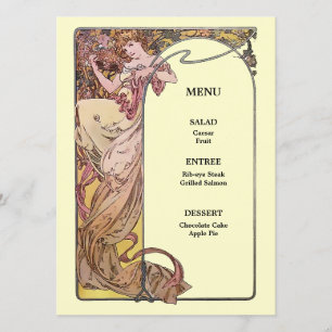 Vintage Art Nouveau Colorful Wedding Menu
