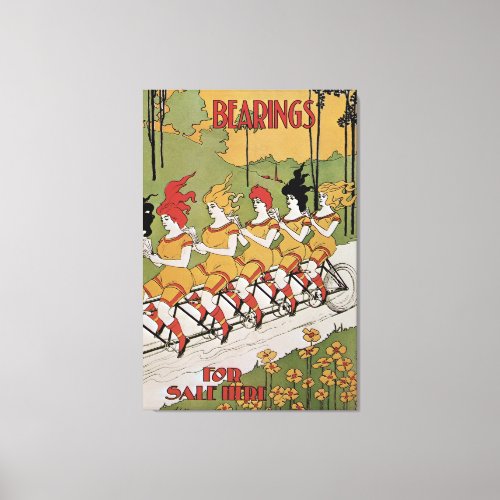 Vintage Art Nouveau Cover Bearings Tandem Bicycle Canvas Print