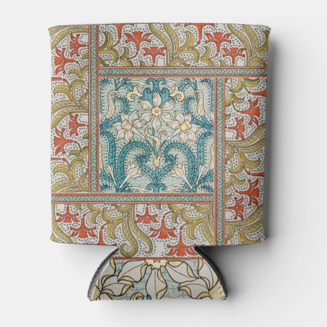 Vintage Art Nouveau Daffodil Pattern Verneuil Can Cooler (Front)