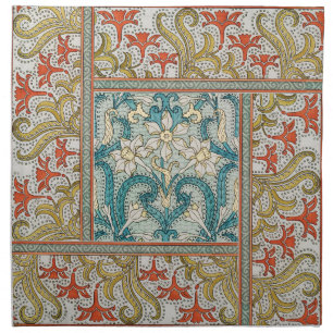 Vintage Art Nouveau Daffodil Pattern Verneuil Cloth Napkin