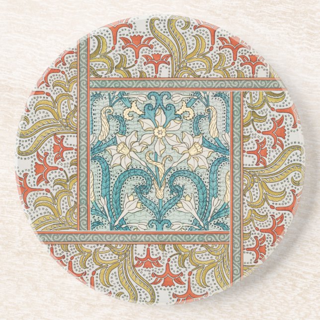 Vintage Art Nouveau Daffodil Pattern Verneuil Coaster (Front)