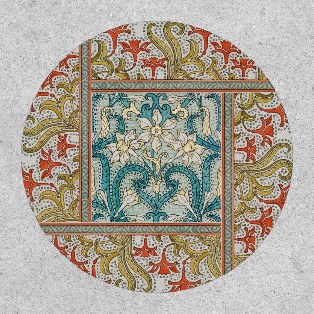 Vintage Art Nouveau Daffodil Pattern Verneuil Patch (Front)