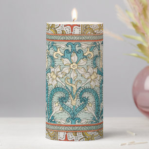 Vintage Art Nouveau Daffodil Pattern Verneuil Pillar Candle