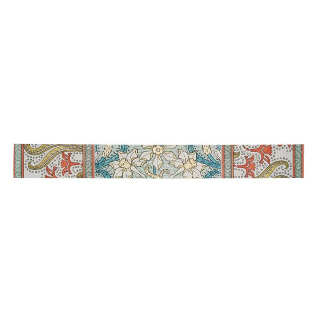 Vintage Art Nouveau Daffodil Pattern Verneuil Satin Ribbon (Front)