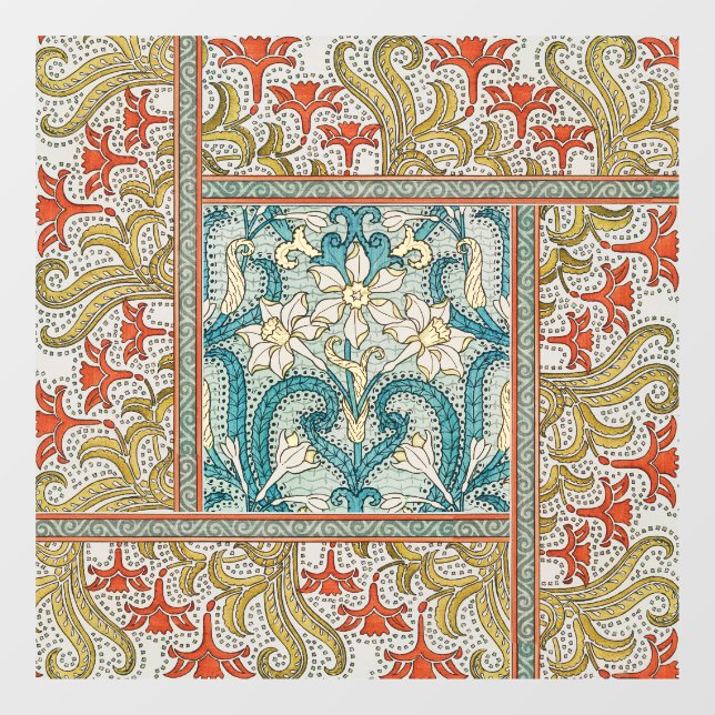Vintage Art Nouveau Daffodil Pattern Verneuil Window Cling (Sheet)