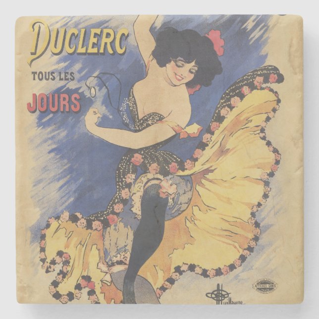 Vintage Art Nouveau Dancer French Poster Stone Coaster (Front)