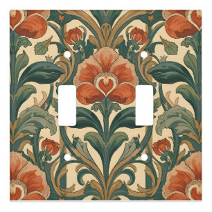 Vintage Art Nouveau Deco Majolica Floral Craftsman Light Switch Cover