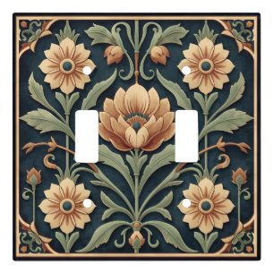 Vintage Art Nouveau Deco Majolica Floral Craftsman Light Switch Cover