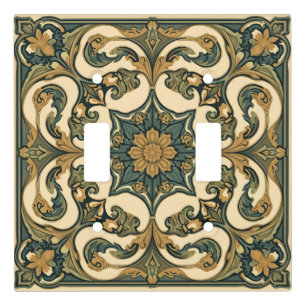 Vintage Art Nouveau Deco Majolica Floral Craftsman Light Switch Cover