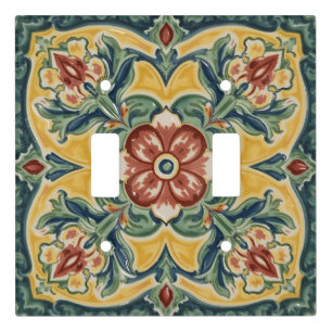 Vintage Art Nouveau Deco Majolica Floral Craftsman Light Switch Cover