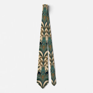 Vintage Art Nouveau Deco Majolica Floral Craftsman Neck Tie