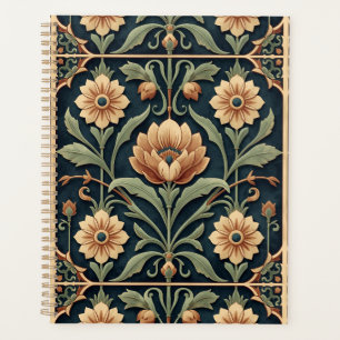 Vintage Art Nouveau Deco Majolica Floral Craftsman Planner