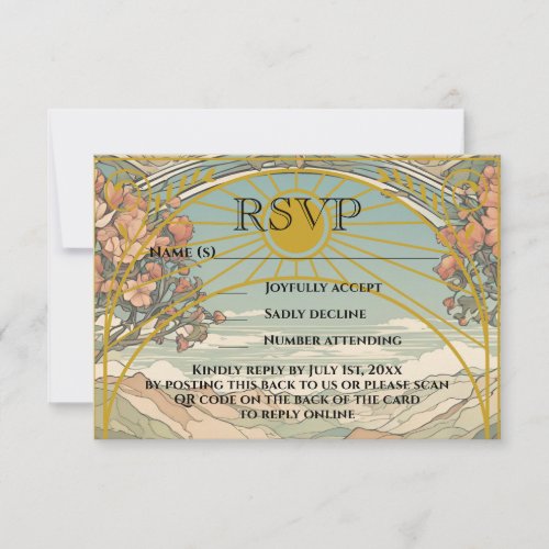 Vintage Art Nouveau Deco QR Code Wedding Website