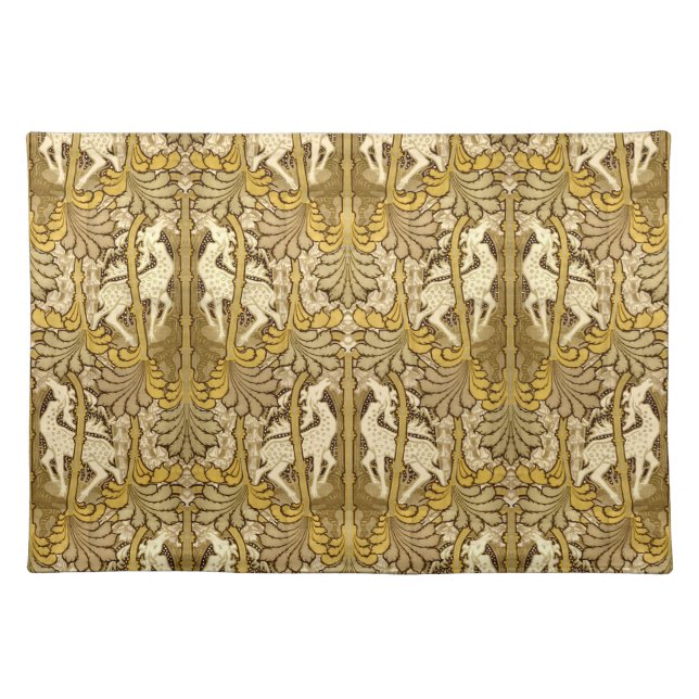 Vintage Art Nouveau Deer Pattern Cloth Placemat (Front)
