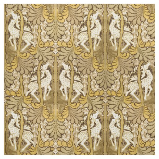 Vintage Art Nouveau Deer Pattern Fabric