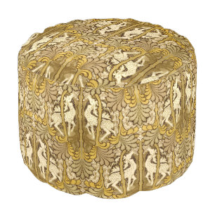 Vintage Art Nouveau Deer Pattern Pouf