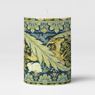 Vintage Art Nouveau Deer & Rabbits by Walter Crane Pillar Candle