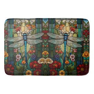 Vintage art nouveau dragonfly boho chic bath mat