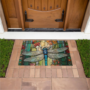 Vintage art nouveau dragonfly boho chic doormat
