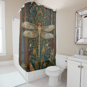 Vintage art nouveau dragonfly boho chic shower curtain