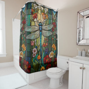 Vintage art nouveau dragonfly boho chic shower curtain