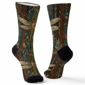 Vintage art nouveau dragonfly boho chic socks