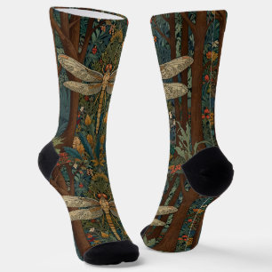 Vintage art nouveau dragonfly boho chic socks