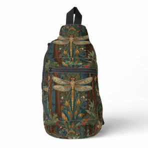 Vintage art nouveau dragonfly boho monogram sling bag