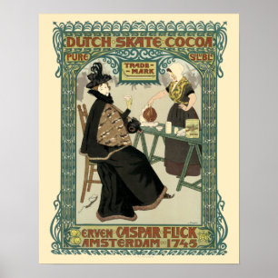 Vintage Art Nouveau Dutch Cocoa Ad Poster