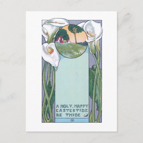 Vintage Art Nouveau Easter Calla Lilies Postcard