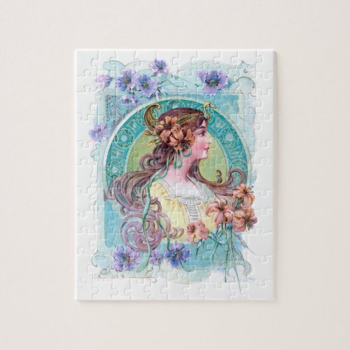 Vintage Art Nouveau Exotic Lady Jigsaw Puzzle