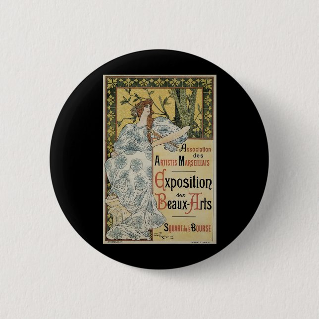 Vintage Art Nouveau, Exposition des Beaux Arts Button (Front)