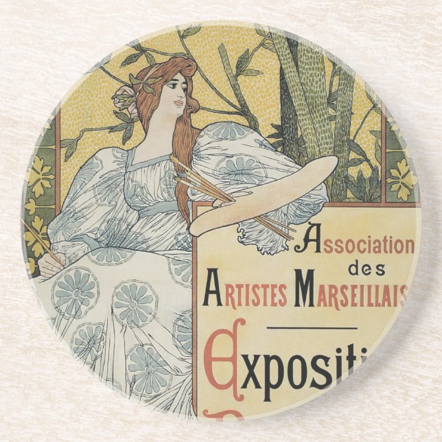 Vintage Art Nouveau, Exposition des Beaux Arts Coaster (Front)