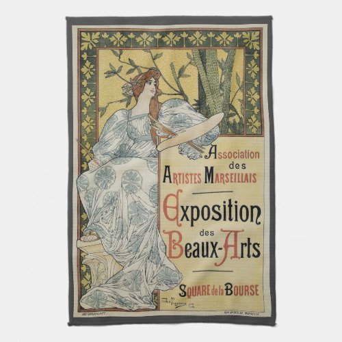 Vintage Art Nouveau Exposition des Beaux Arts Kitchen Towel