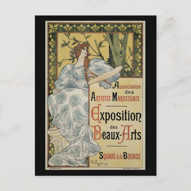 Vintage Art Nouveau, Exposition des Beaux Arts Postcard (Front)