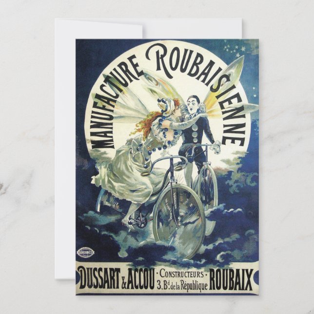 Vintage Art Nouveau Fairies, Bicycle Pierrot Moon (Front)