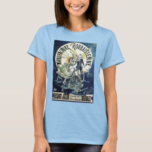 Vintage Art Nouveau Fairies Pierrot Bicycle Moon T_Shirt