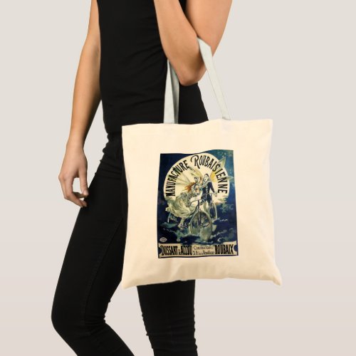 Vintage Art Nouveau Fairies Pierrot Bicycle Moon Tote Bag