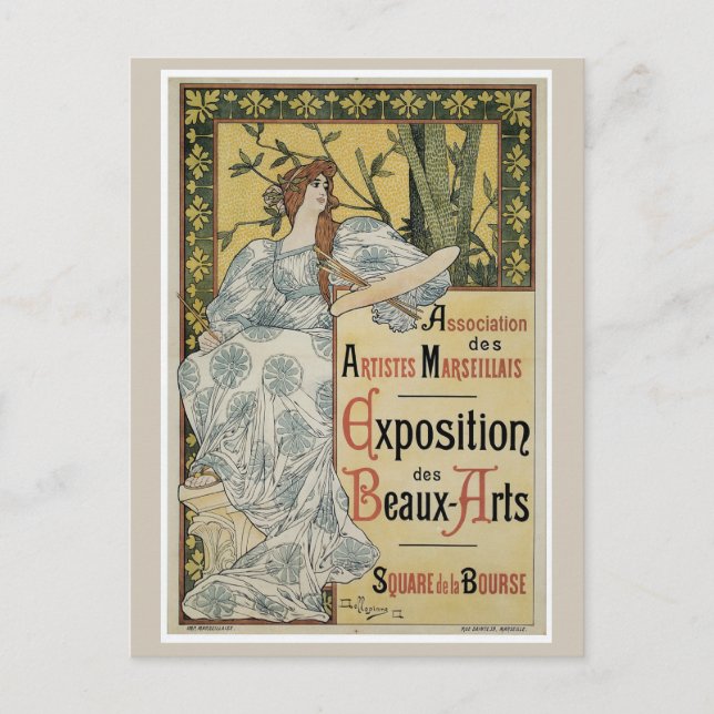 Vintage art nouveau fine arts expo postcard (Front)