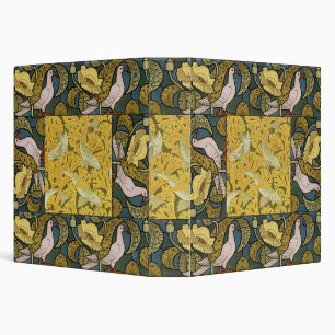Vintage Art Nouveau Fish Pigeon Pattern Verneuil 3 Ring Binder
