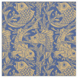 Vintage Art Nouveau Fish &amp; Seaweed Pattern Fabric
