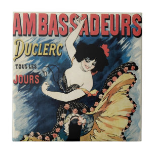Vintage Art Nouveau Flamenco Dancer, Ambassadeurs Ceramic Tile