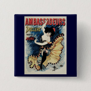 Vintage Art Nouveau Flamenco Dancer, Ambassadeurs Pinback Button