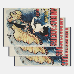 Vintage Art Nouveau Flamenco Dancer, Ambassadeurs Wrapping Paper Sheets